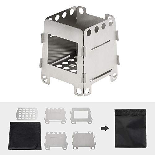 Fogão Externo, Romacci Fogão portátil ao ar livre para acampamento Fogão dobrável de titânio a lenha