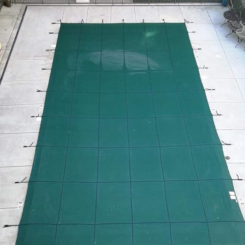 Wytrzymały pokrowiec ochronny na basen z potrójnymi szwami do basenów naziemnych, prostokątna siatka/solidna zimowa osłona basenu, trwała, zielona, 5 m x 9 m
