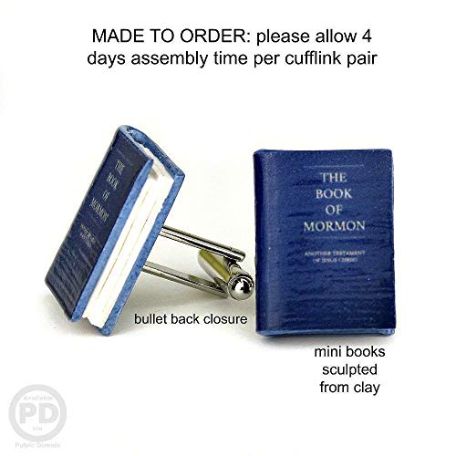 The Book Of Mormon Clay Mini Book Cufflinks Novelty Pair Set Stud Double Sided Display Blank Adapter #TOP1