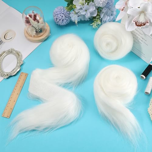 GORGECRAFT 4 Roll 150x5-13cm Shaggy Faux Fur Trim White Precut Faux Fur Strips Fuzzy Craft Fur Ribbon for DIY Crafts Gnomes Beard Hair Santa Claus Cosplay Costume Pillows Cushions Christmas Decor - Image 4