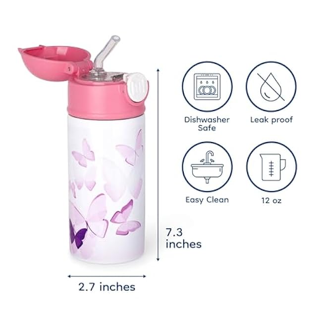 Sentimental History Buff 12oz Kids Black Bottle ¨C Classic black and white photo of Titanic's trial run ¨C Road Trip, School Lunch