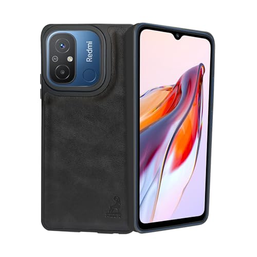 Image of AIBEX Shield Back Cover Case Compatible with Xiaomi Redmi 12C / Poco C55 Back Cover | Flexible Vegan Leather | Full Camera Protection | Raised Edges | Super Soft-Touch | Bumper Case
