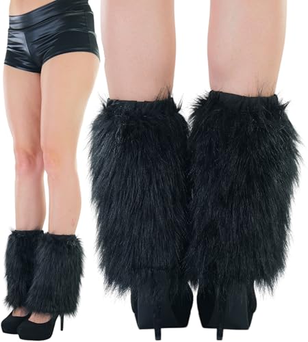 Image of ToBeInStyle Women's Faux Vibrant Fur Retro Daring 60' Inspired Ravewear Knee High Leg Warmers