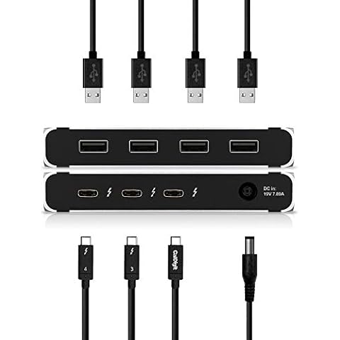 CalDigit Thunderbolt 4 Element Hub - 4X USB4 Ports, USB 3.2 Gen2 10Gb/s, Single 8K or Dual 4K Displays, 60W Charging, 0.8m Cable Cover