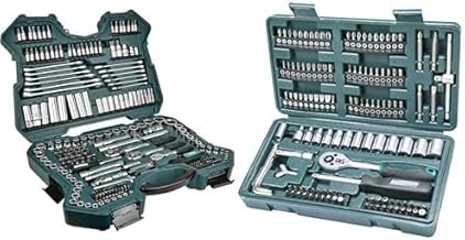 Mannesmann M98430 Maletín con llaves de vaso y otras herramientas, Color Verde + M29166 Maletín con juego de llaves de vaso y puntas de destornillador (130 piezas)