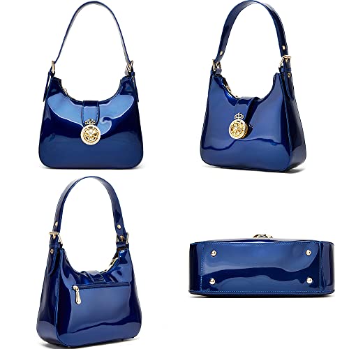 Image of ZiMing Glossy Patent Leather Handbags Purse for Women Vintage Hobo Bag Shoulder Bag Ladies Small Tote Bag for Party Wedding