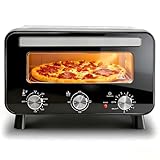 OLIXIS Pizza Oven Indoor, 1600W Electric Pizza Oven Fast Heating, 4 Modes Pizza Maker for 12 Inches, with Pizza Stone & Spatula, Upper-Bottom Independent Heating Temperature Control