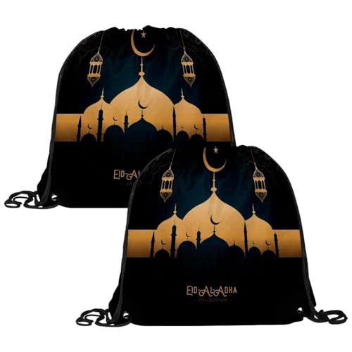 VAPOKF 2 bolsas con cordón, bolsa de gimnasio de polietileno, bolsa de entrenamiento de natación personalizada para escuela, gimnasio, deportes, viajes, hermosas lámparas doradas, multicolor,