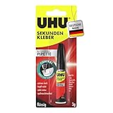 UHU Sekundenkleber extra stark | 3g Kleber Pipette für präzises Kleben | Sekundenkleber flüssig...