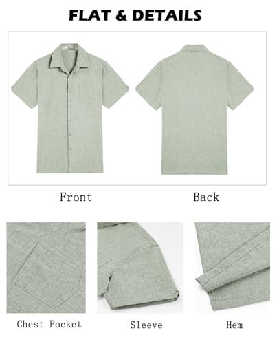 Image of COOFANDY Men's Button Down Shirts Short Sleeve Casual Shirts Summer Beach Linen Shirts with Pocket