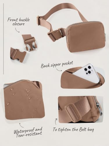 Image of ODODOS Unisex Mini Belt Bag with Adjustable Strap Small Fanny Pack for Workout Running Traveling Hiking, Brown