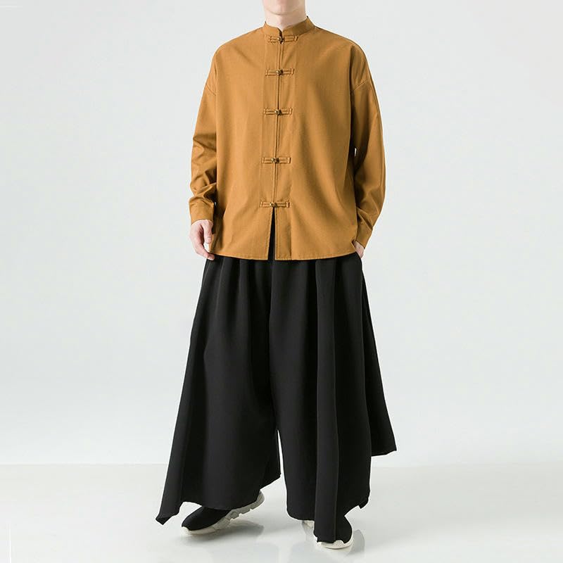 Chemise style chinois homme à manches longues rétro chic Guofeng - 5