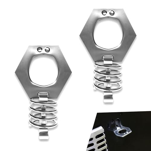 Image of QODOLSI 2 PCS RV Water Heater Cover Latch Fastener, Easy-operation 0.6 inch Thumb Ring + 0.9 inch Spring Stainless Steel Water Heater Door Latch Torque Cam Lock, Modification Parts, for Cars, RVs (Silver)