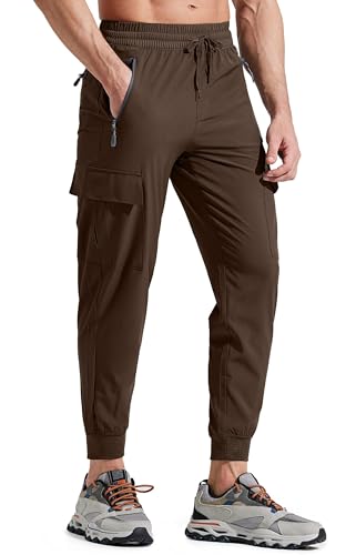 Libin Pantalones de Trekking Hombre Ligero Secado Rápido Senderismo Jogging Pantalones para Entrenamiento Atléticos Viajes Golf Casual Aire Libre, Marrón M