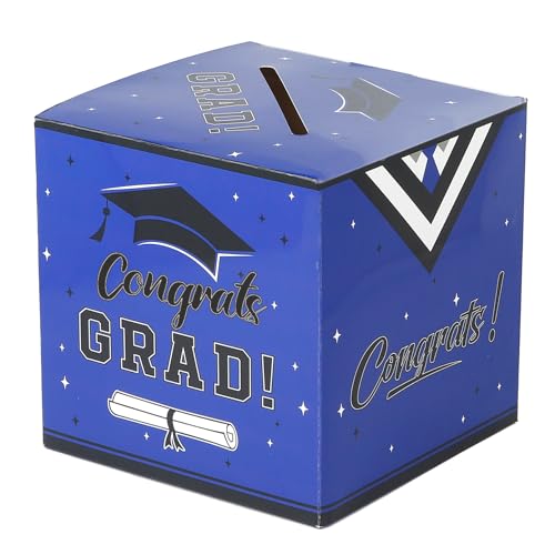 Image of Graduation Card Box 2026 Graduation Party Decorations Blue Graduation Card Box Holder Foldable Congrat Grad Card Gift Boxes Money Box 2026 Graduation Decoration 2026 Graduation Party Supplies Favor