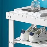 SoBuy Bambusowa ławka na buty 2w1 Stojak na Buty Stołek łazienkowy FSR02-K-W