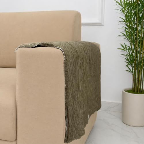 Image of Homerz Premium Petal Charm Sofa Cover | Embossed Floral Pattern | Soft Touch, Anti-Dust & Easy Wash Fabric Cloth, Washable and Durable (Brown, 2 Pc Armrest, Armrest)