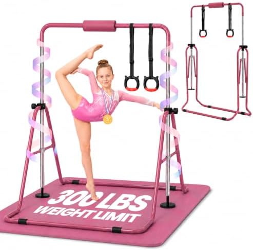 Foldable Gymnastics Bar For Kids - Gymnastics Equipment With Ring...