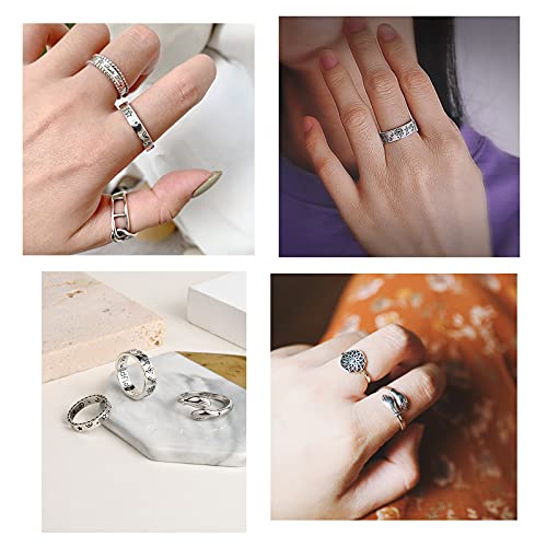image for UNE DOUCE 16 Pcs Silver Plated Frog Rings Set, Cute Animal Open Rings 