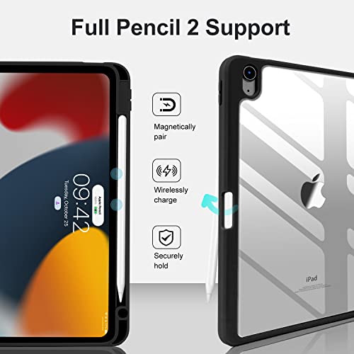 Image of case for iPad Air 11 Generation 2024 /2025 /2026 M4 /M3 /2 with Pencil Holder, Slim Smart Cover with Clear Back Shell for iPad Air4 /5 /6 Case 10.9 Inch 2022,Support Wireless iPad Pencil Charging