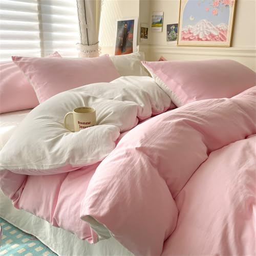 Juego de Cama de algodón Liso con sábana, Funda nórdica, Fundas de Almohada, sábana Individual, tamaño King, Queen, Doble, Twin, Color a Juego, 200 x 230, 4 Piezas