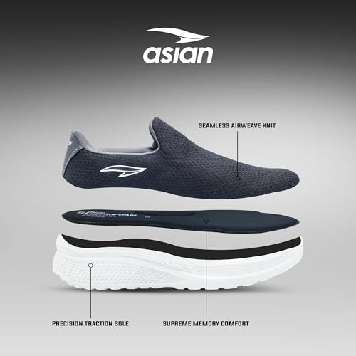 Image of ASIAN Wonderwalk-03 Men's Walking Shoes | Breathable Knit Mesh Upper, Lightweight Sole & Easy Slip-On Comfort