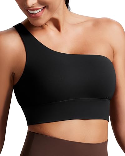 Image of Queenie Ke Womens One Shoulder Sports Bra Left Side Strap Yoga Bras Gym Training Workout Crop Tops