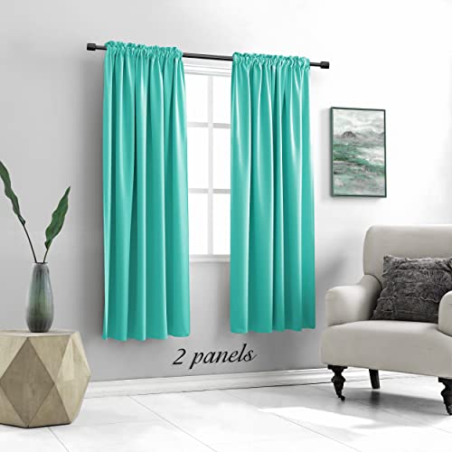 Image of DONREN Turquoise Blackout Curtains - Room Darkening Thermal Insulated Living Room Window Curtain Panels Drapes (52 x 63 Inches Long,Set of 2)