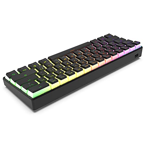 GK GAMAKAY MK61 RGB Pudding Keyboard, 61 Keys Gateron Optical Switch PBT Pudding Keycaps, Hot Swappable Backlit Ultra-Compact Wired Gaming Keyboard for Windows Mac PC Gamers (Blue Switch, Black) - Image 5
