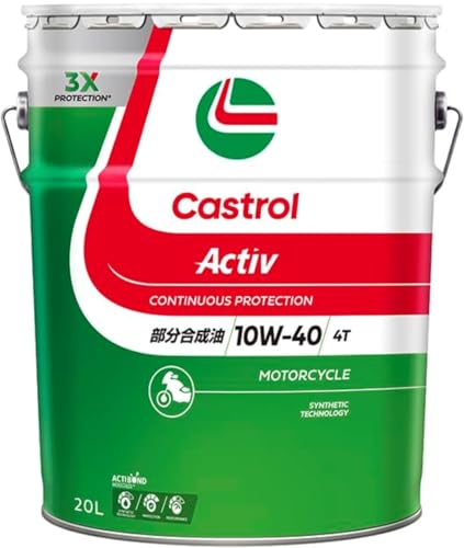 Castrol(カストロール) エンジンオイル Activ 4T 10W-40 JASO MA2 20L 二輪車4サイクルエンジン用 部分合成油
