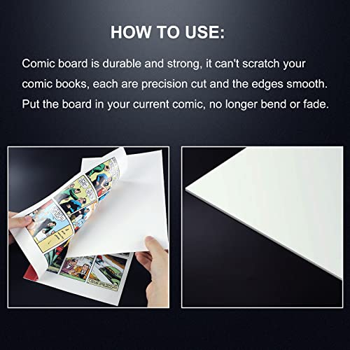 Image of 200ct Current Comic Book Boards, KKU 24 pt Acid Free Comic Book Backing Boards for Comic Book Storage, Thick and Durable Clear Morden Comic Boards White