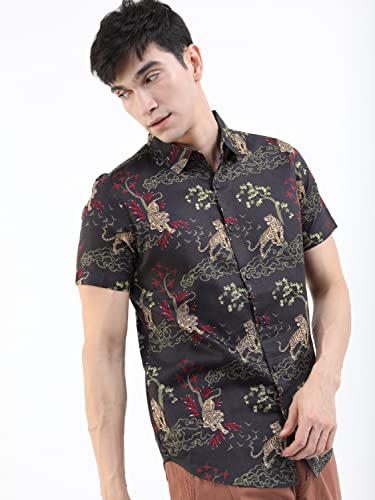 Image of Ketch Men Cotton Slim Fit Printed Half Sleeve Shirt