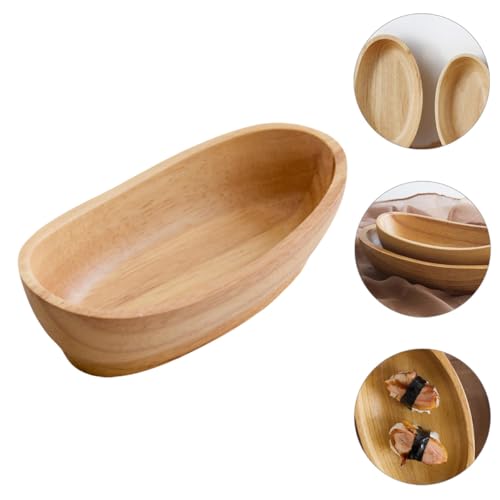 Plato pequeño para sushi en forma de barco de madera miniatura 6