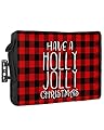 Outdoor TV Cover 80 to 85 Inches,Have a Holly Jolly Christmas Black Red Check Plaid Waterproof and Weatherproof TV Cover with Remote Control Pocket,Flat Screen TV Cover Protector for Outside TV