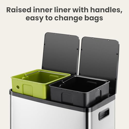 Caneca de basura rectangular Homee 60 L acero inoxidable miniatura 3