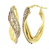  Dea Lasa - Pendientes de oro de 18 K, tres líneas ovaladas