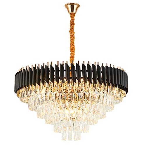 Lustre moderne noir de 55 cm suspendu au plafond pour grand salon et entrée