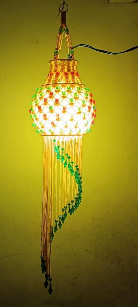 Macrame Handmade Round Akash Kandil |(Yellow)| Diwali Larten by Komal Handcrafts | Mada in India