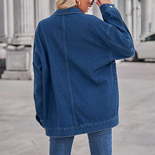 Jaqueta Ombro a Ombro, Jaqueta Jeans Com Bolso de Botão para Flertar (L)