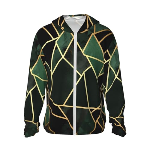 Veste de protection solaire UPF 50+ homme motif géométrique noir et or à capuche