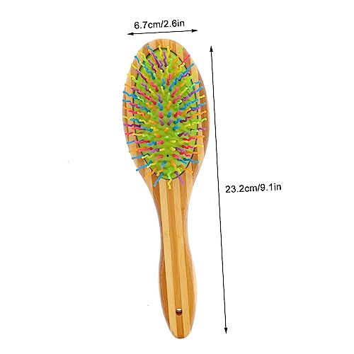 CORHAD Wooden Handle Comb for Dogs Rainbow Pet Grooming Tool Dematting Brush Safe Fashionable Design