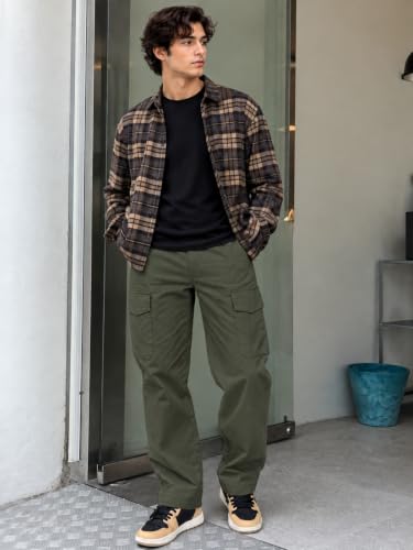 Image of Leriya Fashion Men's Loose Low-Rise Baggy Cargo Pants - Cotton Trousers with Adjustable Drawstring Waist - Casual Streetwear Utility Cargos | Men Relaxed Fit Pants Relaxed Fit Pant