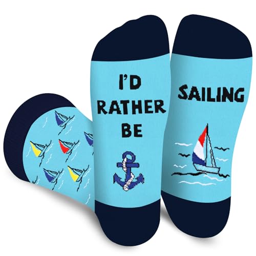 Funny Sailing Socks for Men Women Teen Boys -ID RATHER BE SAILING Novelty Odd Crazy Socks for Boaters - Sailor Nautical Boating Accessories Birthday Fathers Christmas Fun Gift Ideas Stocking Fillers