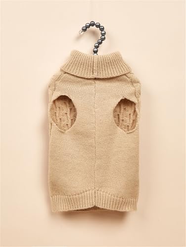 FANSU Pullover für kleine Hunde, weicher Rollkragen, dick, gestrickt, für Welpen, einfarbig, für kleine, mittelgroße und große Hunde und Katzen, warmes Haustier-Weihnachts-Winter-Outfit (XS, Khaki)