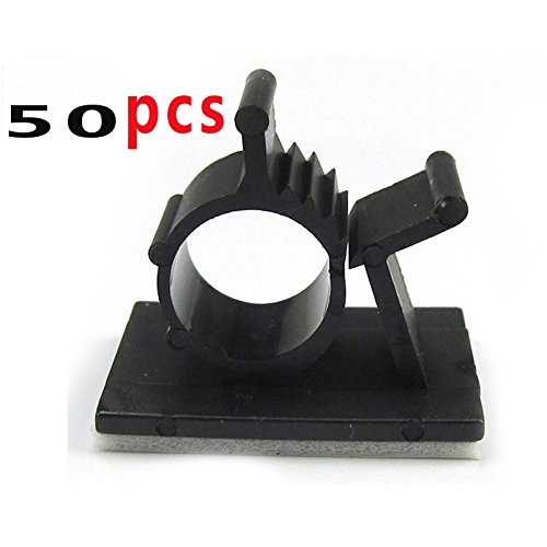 50 Pcs Negro Adhesivo de nylon con refuerzo de cable Ajustable Cable Clips abrazaderas Apto para el diámetro del cable (máx.): 0.4in / 10mm