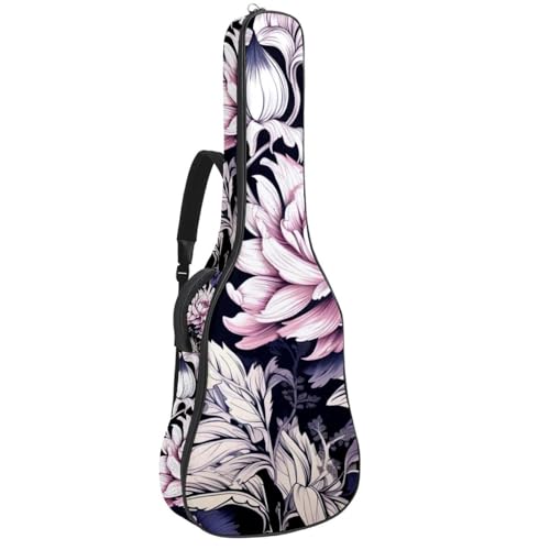Sac pour guitare acoustique étanche multicolore à fleurs de 41 pouces avec poches