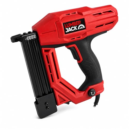 Lumberjack Heavy Duty Brad Nailer Electric Nail Gun Stapler NS18G for DIY Project of Upholstery Carpentry Woodworking Carpet Wood Framing Including Staples and Nails