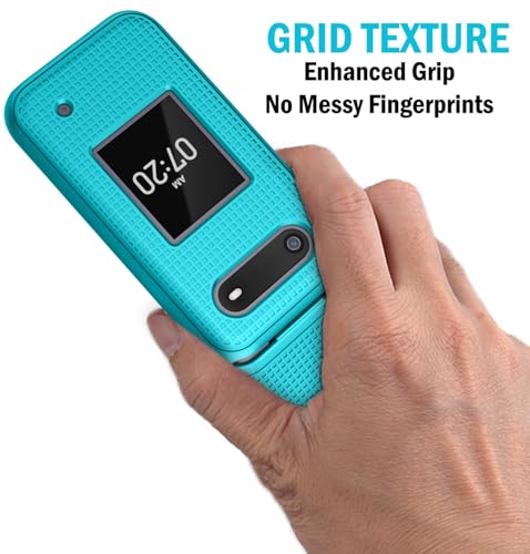 Image of Nakedcellphone Plastic Case for Nokia 2760 2780 Flip Phone, Slim Hard Shell Protector Cover with Grid Texture for Tracfone N139DL, TA-1398, TA-1451, TA-1420 - Teal Aqua Mint | Protective Hard Shell Cover, Satisfying Texture, Matte, For N139DL, TA-1398, TA-1451, TA-1420