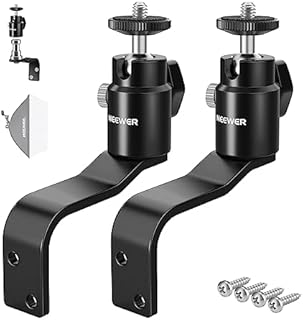 Neewer 2 Pack E Type Wall Ceiling Mount, Ring Light Wall Mount Bracket with Detachable Ball Head, 5/8" Stud, 1/4" Screw for Flash Strobe Camera Monitor Studio Lighting, Max Load: 4.4lb/2kg, TS007