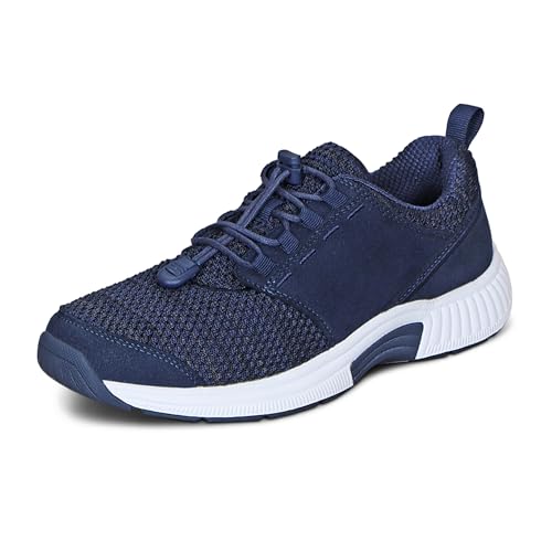 Orthofeet Women's Orthopedic Blue Knit Francis No-Tie Sneakers, Size 10 Wide